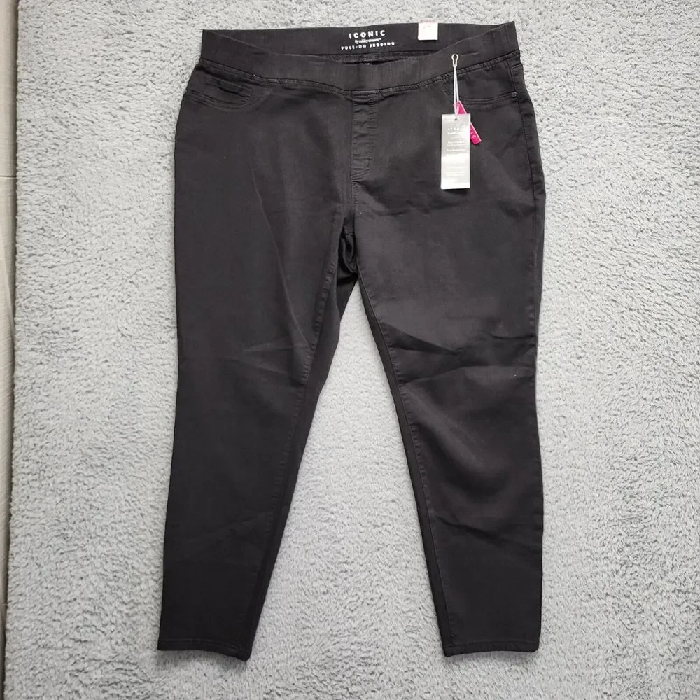Ashley Stewart Iconic Pull On Jegging Womens 24 Short Black Stretch NEW‎ w/ Tag